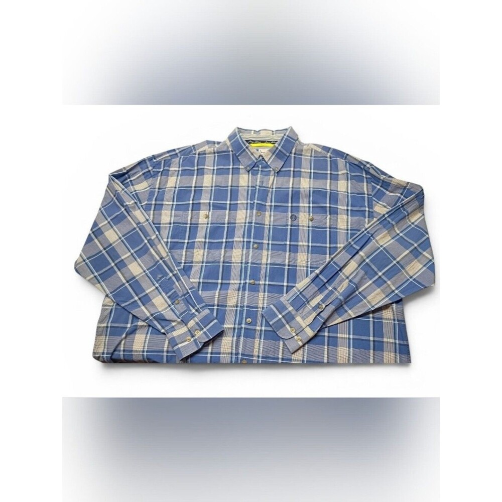 Vintage Wrangler Men's Western Shirt Sz 4 XL Tall Blue Plaid George Strait